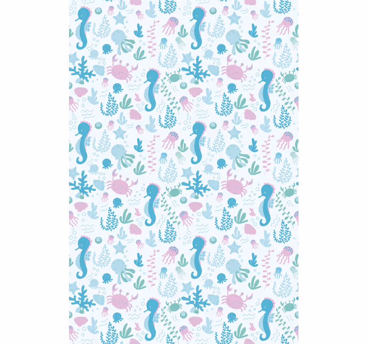 Seahorse pattern bathroom roller blind - TenStickers