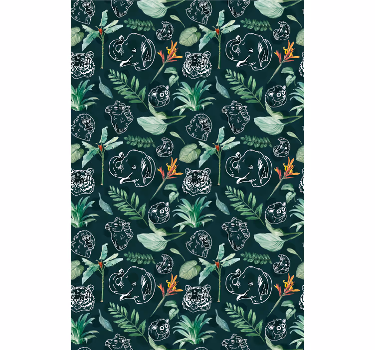 Animal roller blind animal sketch floral design - TenStickers