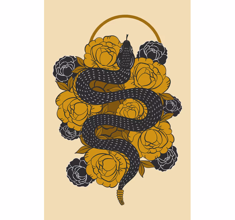 Snake Among Flowers animals roller blind - TenStickers