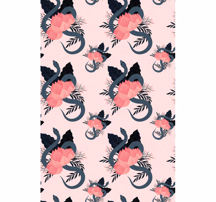 Floral and snake design roller blind flowers - TenStickers
