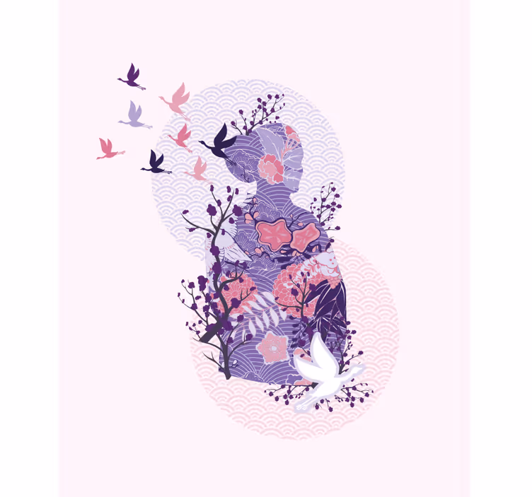 Floral Silhouette Art roller blind flowers - TenStickers