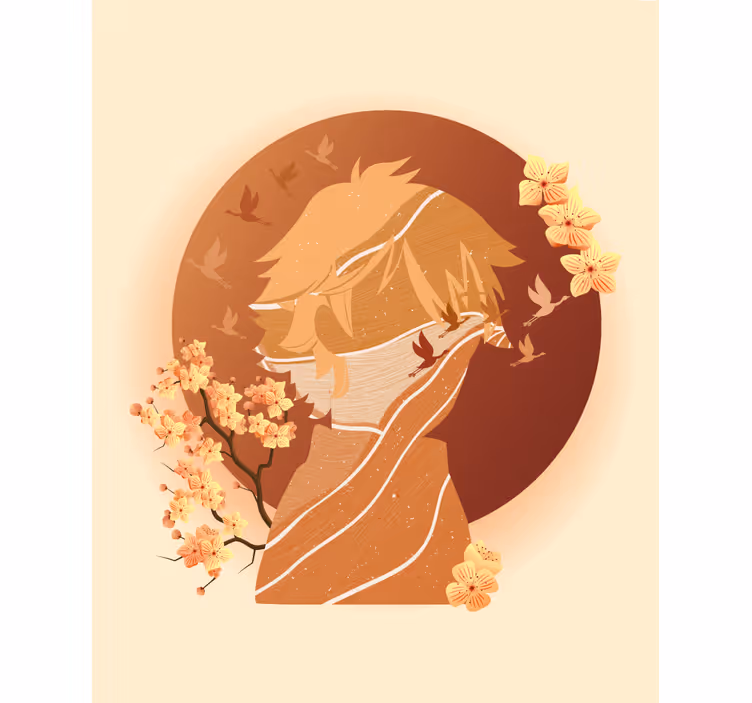 Asian nature silhouette art roller blind - TenStickers