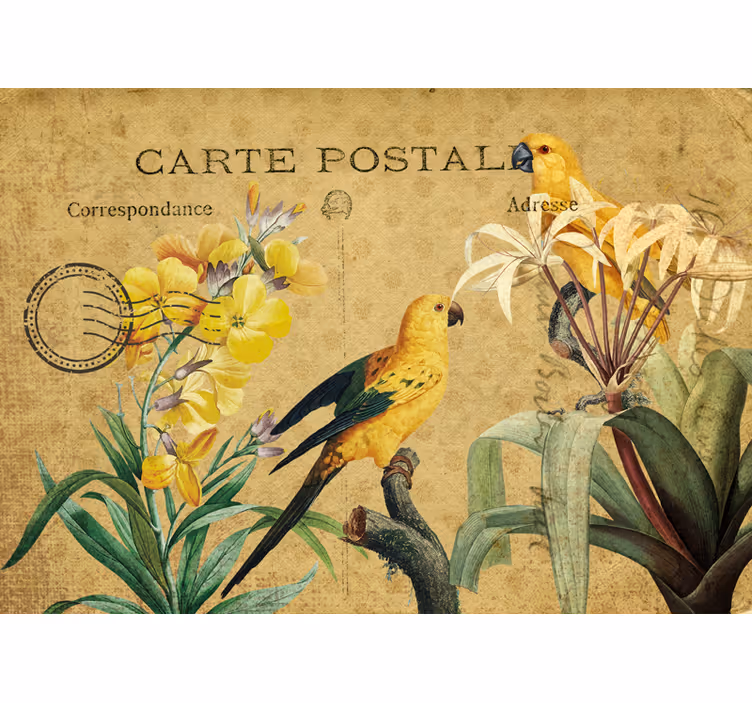 Vintage Bird Floral roller blind flowers - TenStickers