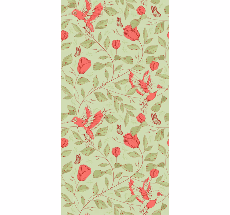 Hummingbirds and blooms roller blind flowers - TenStickers