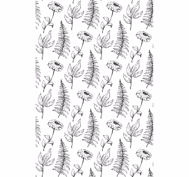 Floral black and white design roller blind flowers - TenStickers
