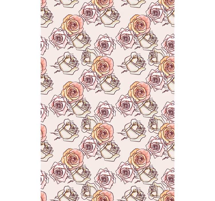 Rose Illustration Pattern roller blind flowers - TenStickers