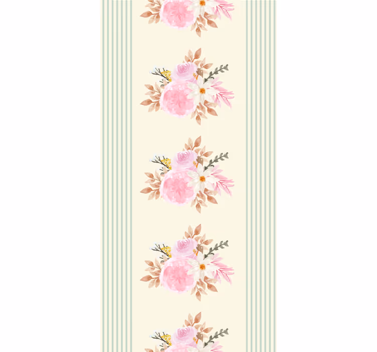 French Provincial striped pattern roller blind flowers - TenStickers
