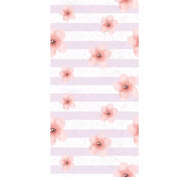 Pink Floral Stripes roller blind flowers - TenStickers