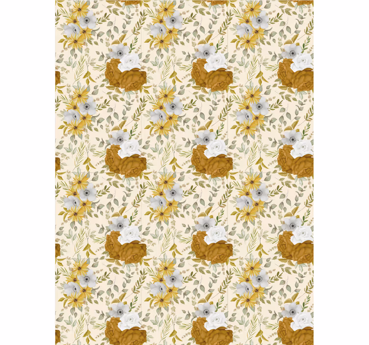 Beige and brown pattern roller blind flowers - TenStickers