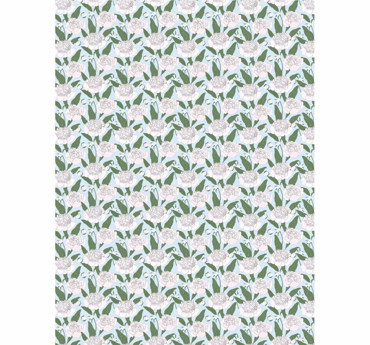 White peony pattern roller blind flowers - TenStickers