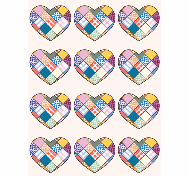 Colorful Patchwork Hearts romantic roller blind - TenStickers