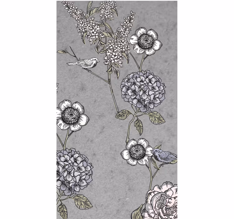 Grey gentle motif roller blind flowers - TenStickers