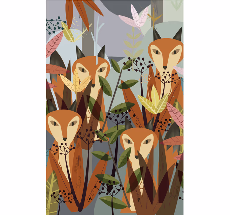 Charming foxes amidst foliage animal roller blind - TenStickers