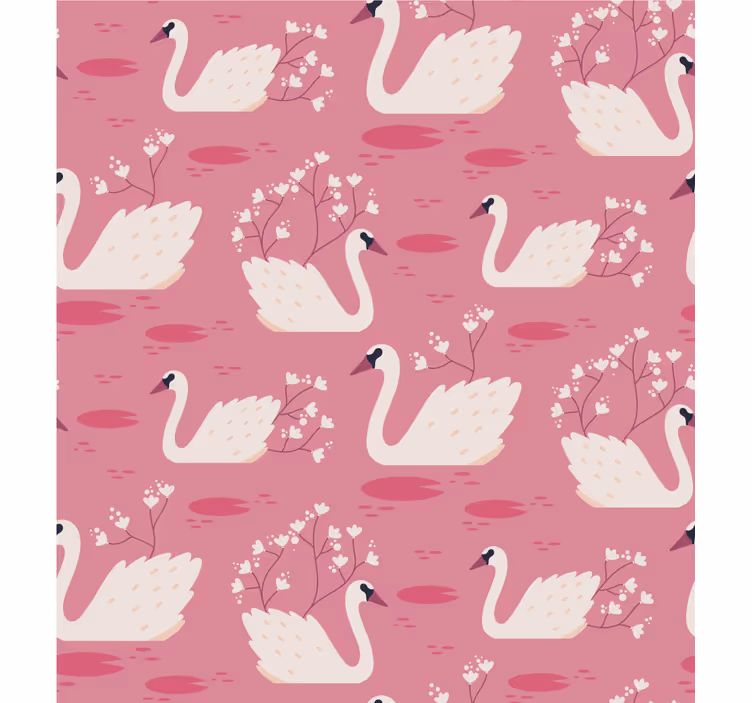 Elegant Swans and Blossoms roller blind flowers - TenStickers