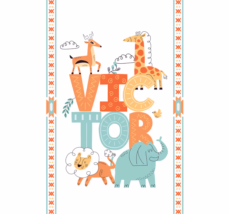 Savage animals with name kids roller blind - TenStickers