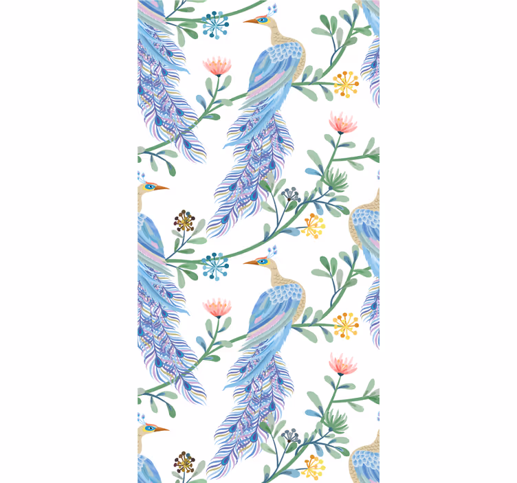 Peacock With Flowers roller blind flowers - TenStickers