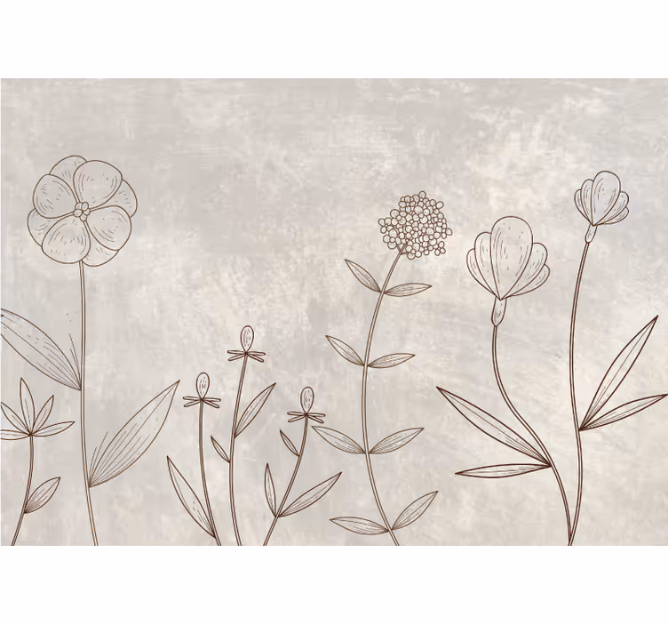 Gray floral sketch pattern living room roller blind - TenStickers