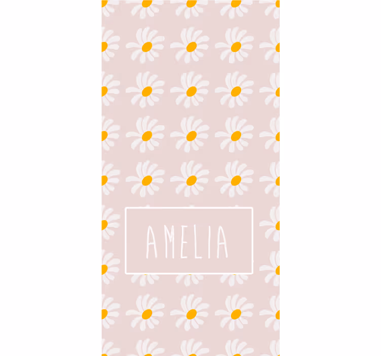 Daisy floral with name kids roller blind - TenStickers