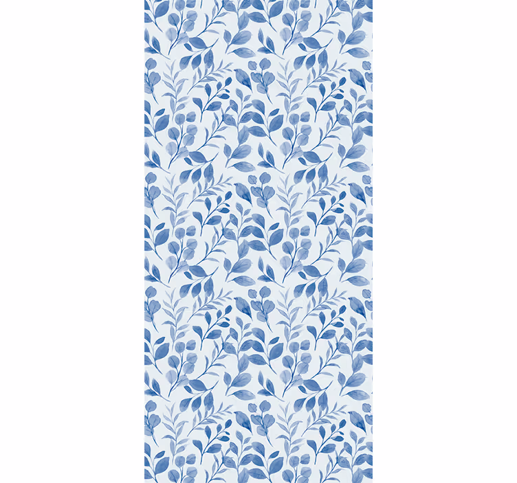 Elegant blue leaf pattern roller blind flowers - TenStickers