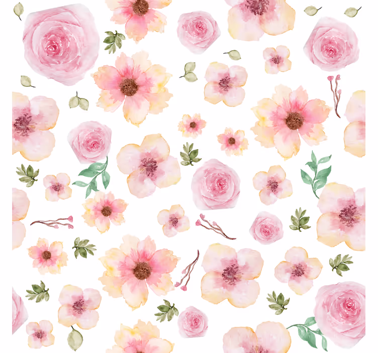 Pink floral pattern Flower roller blind - TenStickers