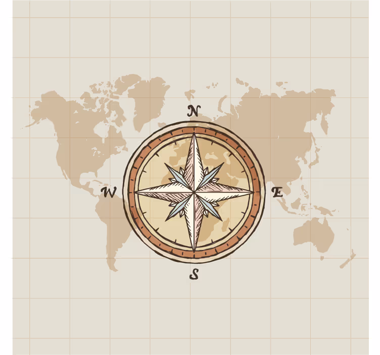 vintage cartography and compass World map blind - TenStickers