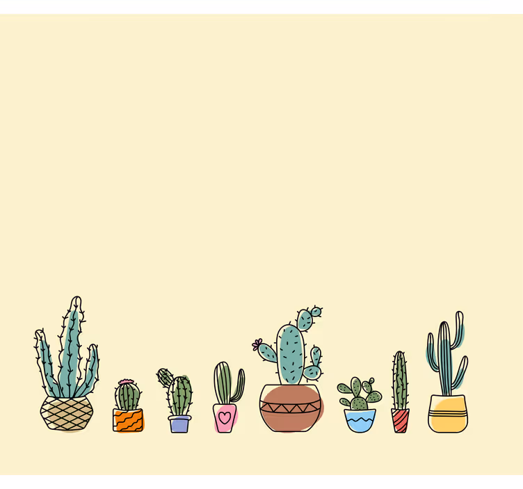Drawn style cactus blind - TenStickers