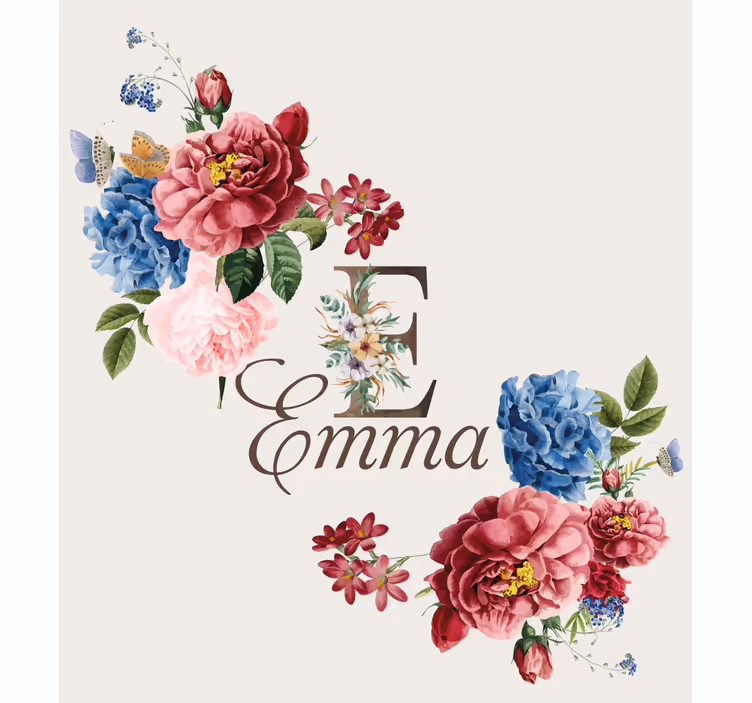 Floral initial custom printed window roller blind - TenStickers