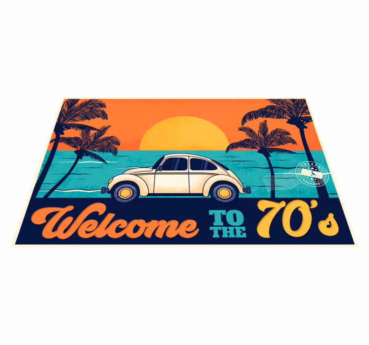 Elegant placemat with a nostalgic beach scene - TenStickers