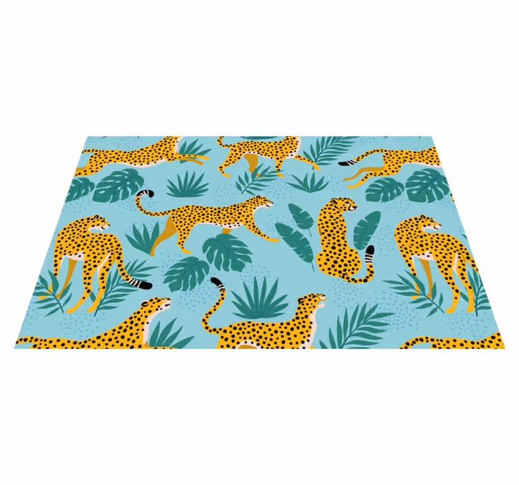 Original placemat with leopard patterns and green leaves - TenStickers