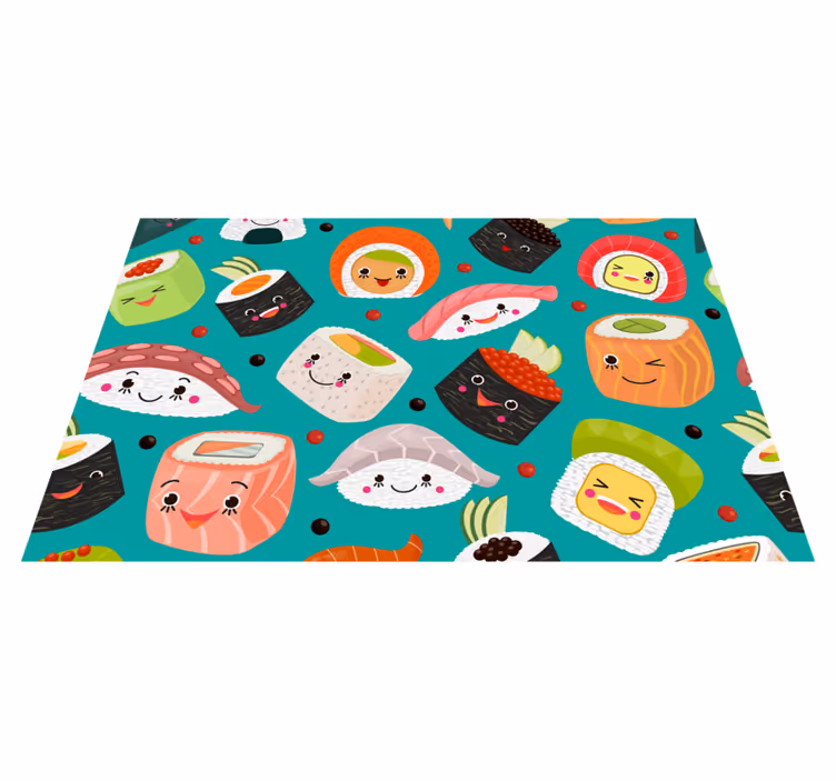 Children placemat with adorable sushi characters - TenStickers