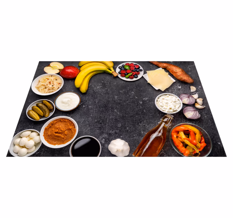 Modern placemat red bowl ingredients - TenStickers