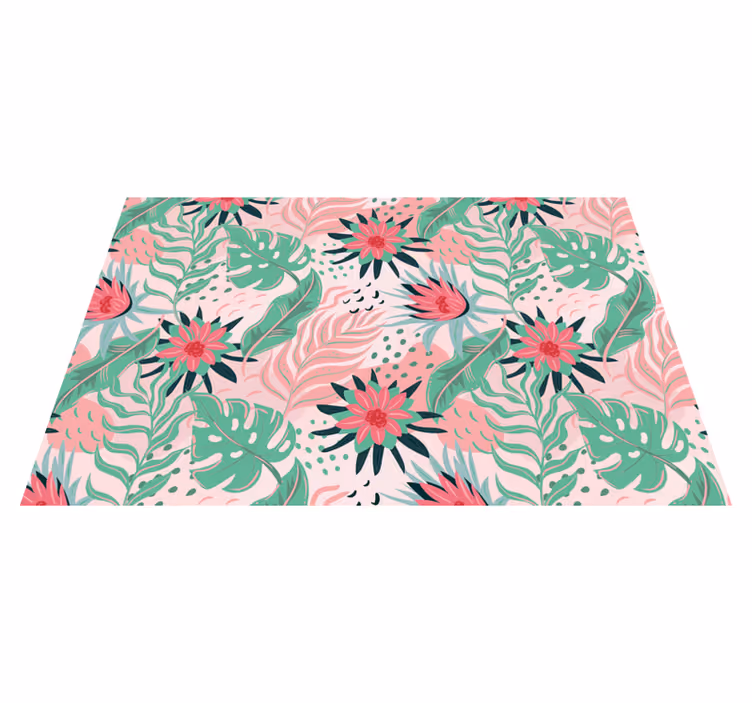 Floral pattern pink background modern placemats - TenStickers