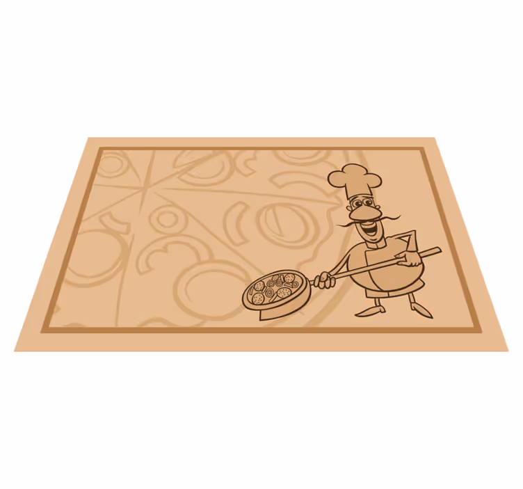 Children placemat featuring chef with pizza - TenStickers
