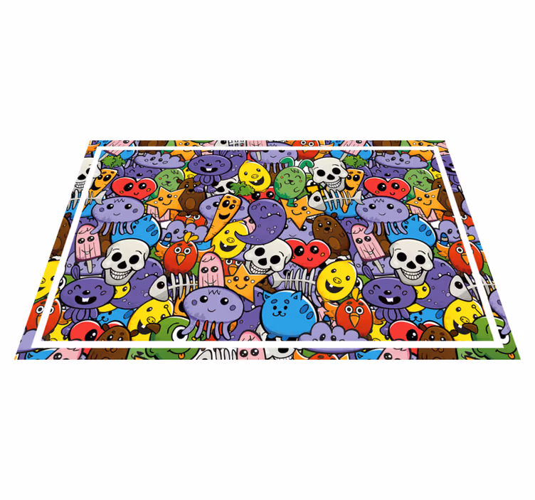 Children placemat with colorful cartoon characters - TenStickers