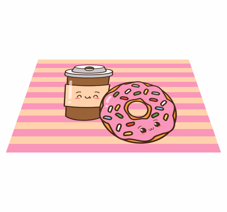 Children placemat cute coffee donut - TenStickers