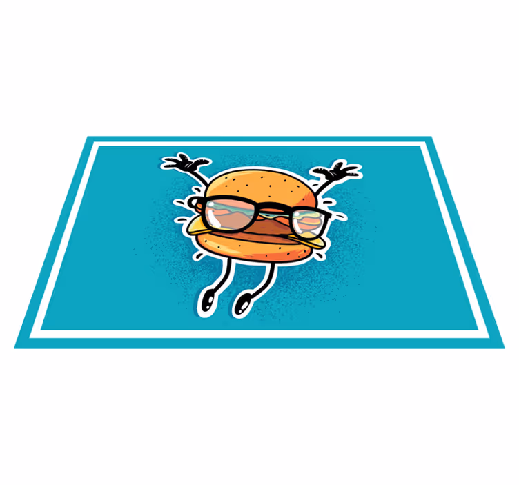 Children placemat jumping hamburger character - TenStickers