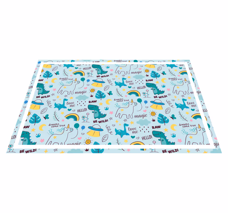 Children placemat colorful dino fantasy - TenStickers