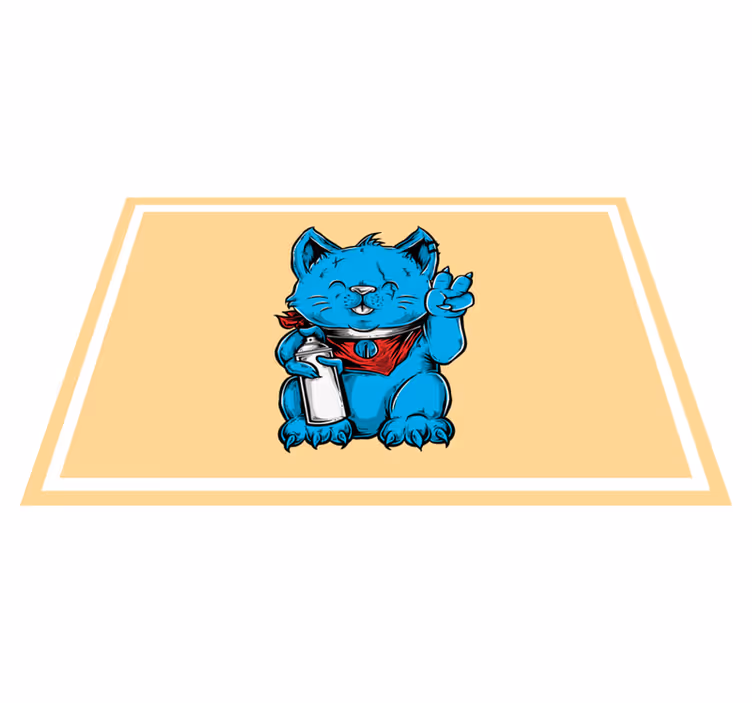 Children placemat cheerful blue cat - TenStickers