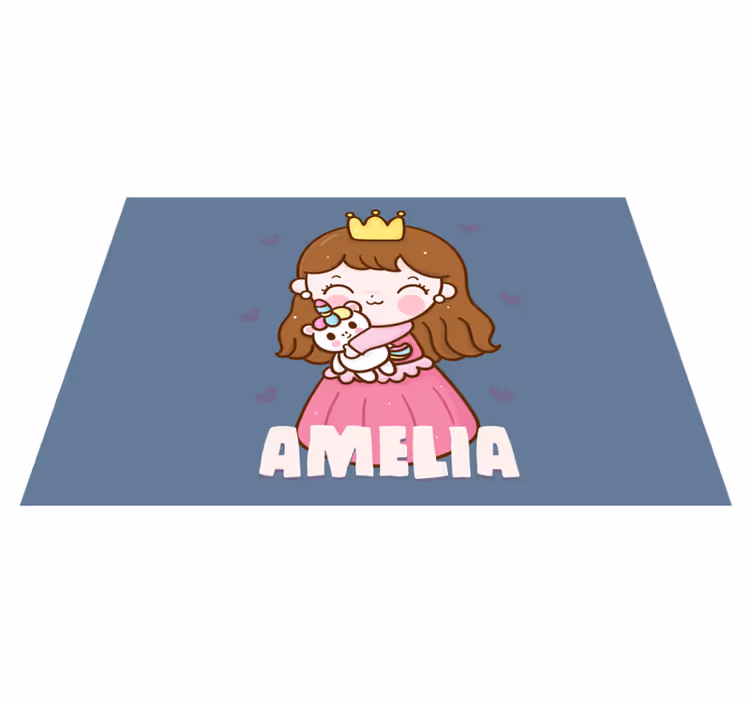 Children placemat cute princess with unicorn - TenStickers