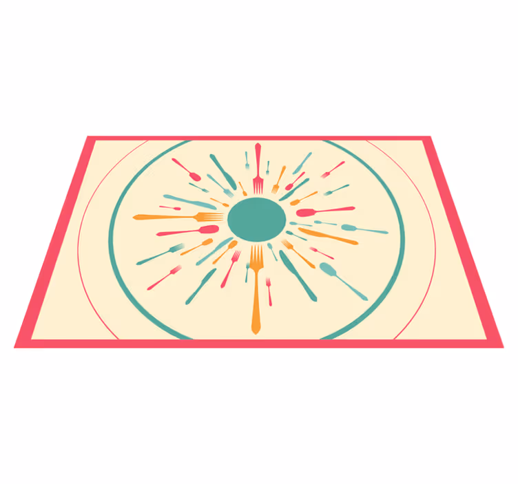 Modern placemat colorful cutlery explosion - TenStickers