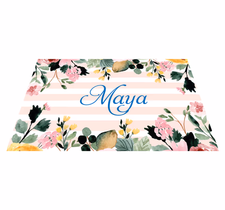 Customisable placemat floral custom name - TenStickers