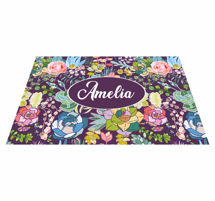 Customisable placemat floral personalized design - TenStickers