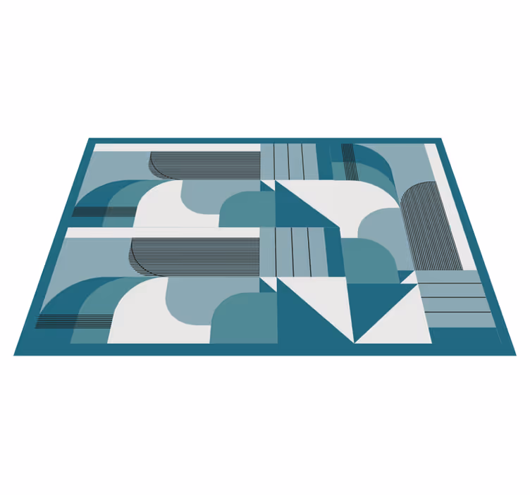 Modern placemat with geometric teal designs - TenStickers