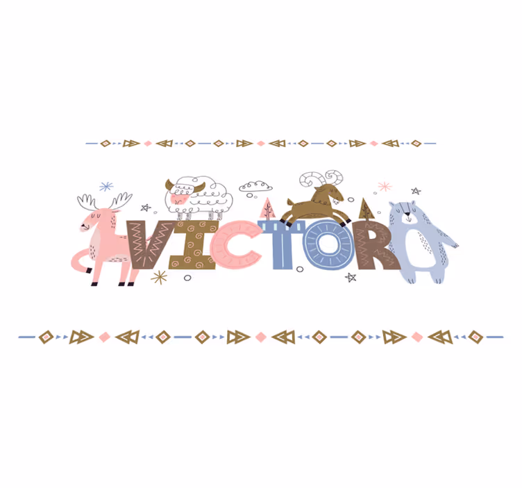 Polar kid animals with custom name  placemats - TenStickers