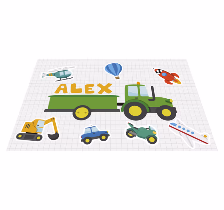 Different cartoon transport placemat - TenStickers