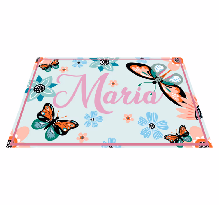 Flowers sand butterflies custom name placemat - TenStickers