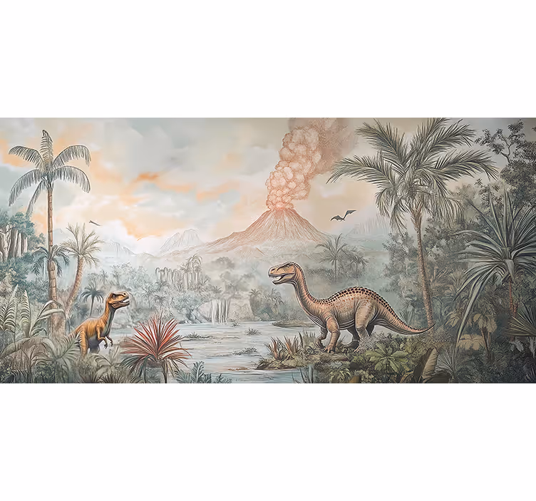 Jurassic landscape kids wall mural - TenStickers