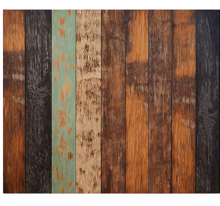 Wooden coloured planks living room wall mural - TenStickers
