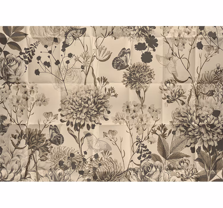 Beige floral design master bedroom mural - TenStickers