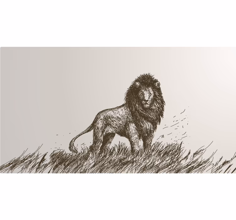 Africa wall mural realistic lion art - TenStickers